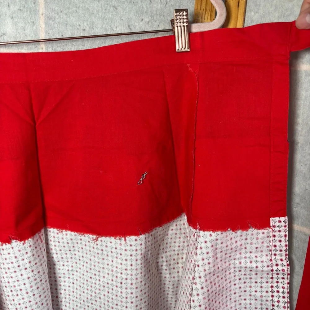 Unbranded Half Apron OS Red‎ White Vintage Style Rick Rack Button Trim Cotton
